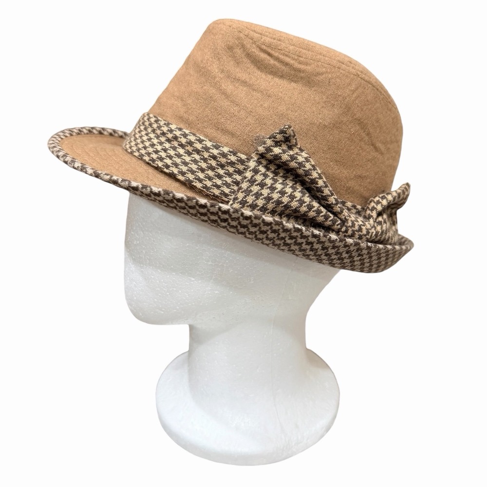 Magid Hats Brown Fedora‎ Trilby Houndstooth Band Men's Casual Dress Hat